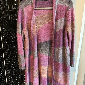 Chico's Pink and Brown Knit Cardigan